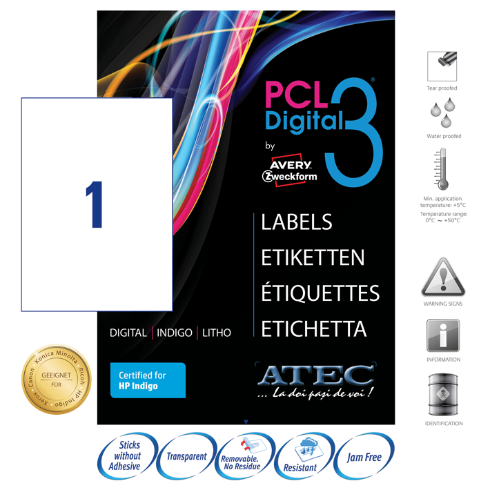 Avery High performance glossy transparent cling film labels 320 x 450m