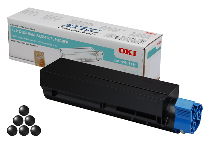 OKI 45807116 Cartuş Toner Negru 12K pentru echipamente LED seriile ES4132, ES4192, ES5112 si ES5162 MFP